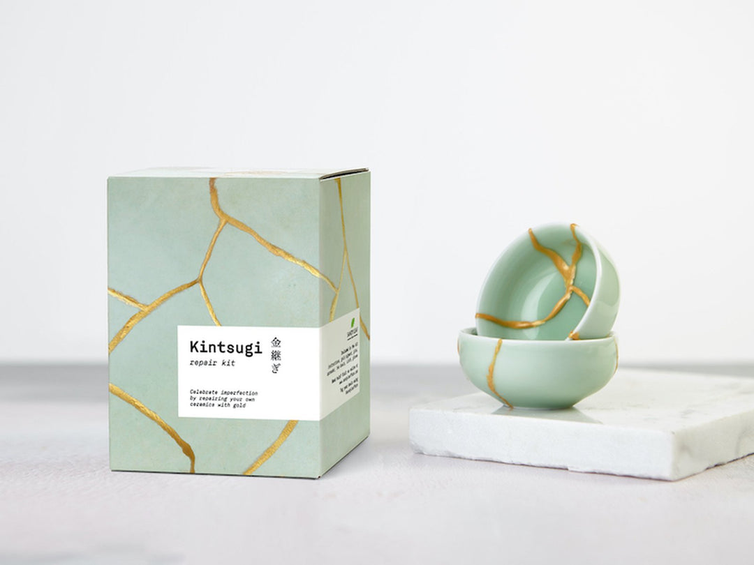 Wabi sabi in practice, a kintsugi bowl repaired with gold seams celebrating imperfect beauty