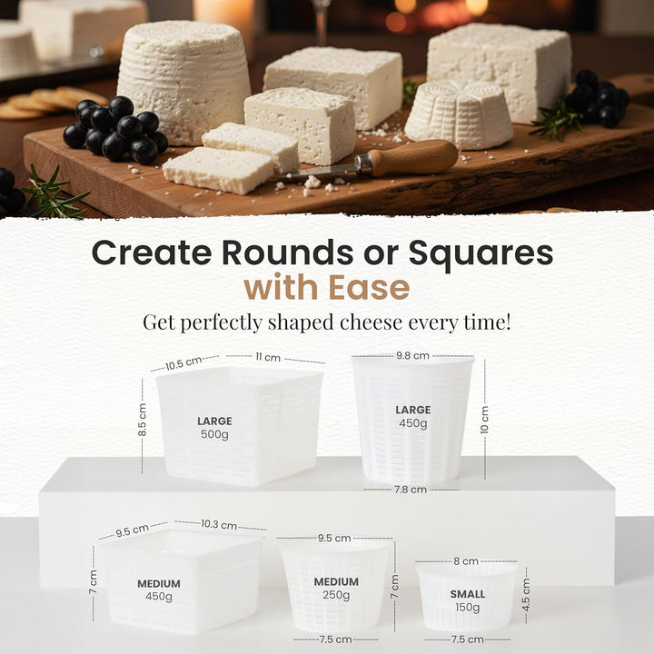 Cheese Mould Kit - Reusable Moulds for Making Your Own Cheese