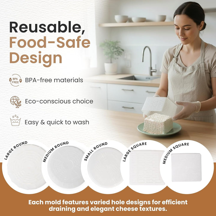 Cheese Mould Kit - Reusable Moulds for Making Your Own Cheese